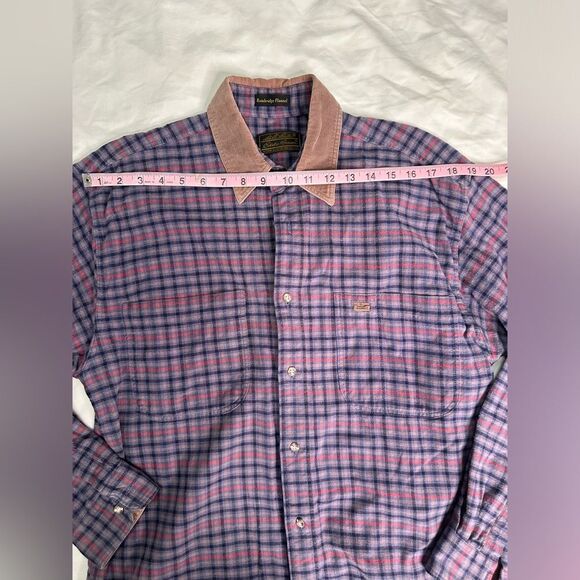 Vintage Eddie Bauer Bainbridge Flannel Shirt M - Corduroy Collar 90s Outdoorsy - Picture 5 of 10